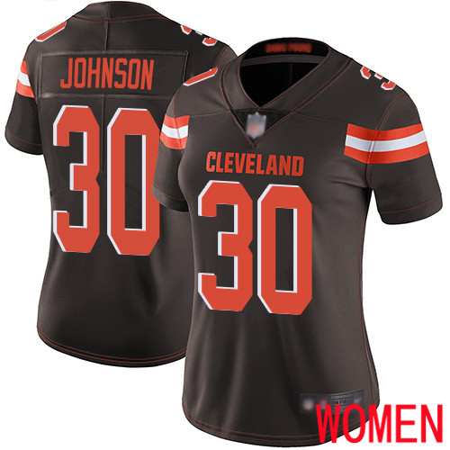 Cleveland Browns D Ernest Johnson Women Brown Limited Jersey #30 NFL Football Home Vapor Untouchable